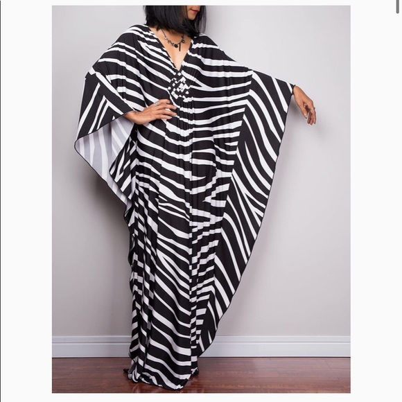 Chiffon Kaftan Beach Dress Caftan Swimsuit Cover Ups (BNIP) - Picture 5 of 6